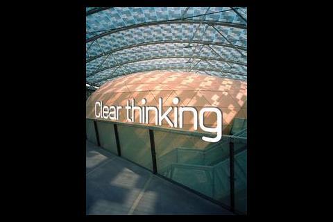 The variable skin etfe roof used to enclose the courtyard. The patterns on the top two layers of each 'cushion' allow the amount of light entering the space to be controlled.